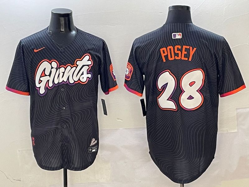 Men San Francisco Giants #28 Posey Black Second generation Joint Name Nike 2025 MLB Jersey style 16